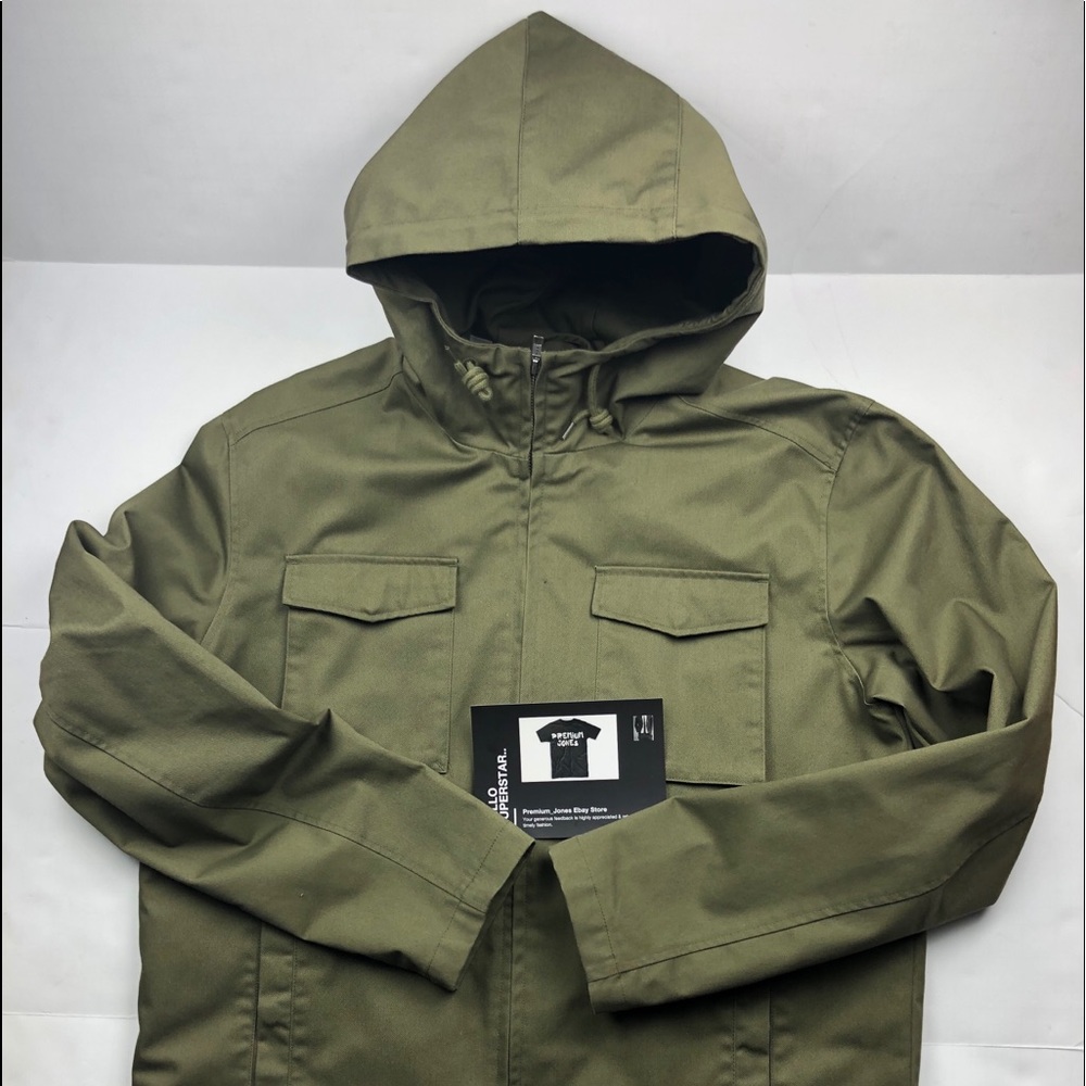 WeSC Olive Military Field Jacket Gold Zipper L